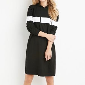 Forever 21 Black Hooded Stripe Sweatshirt …